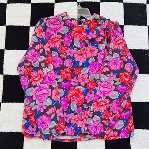 vintage pop art floral blouse
